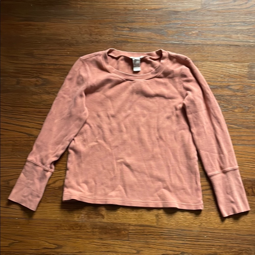 Sundance Long Sleeve Thermal Waffle Top with Velour Stripe & Buttons